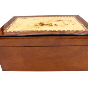 Pristina Desktop Humidor - Mahogany Veneer with burl inlay (50-85 Count)